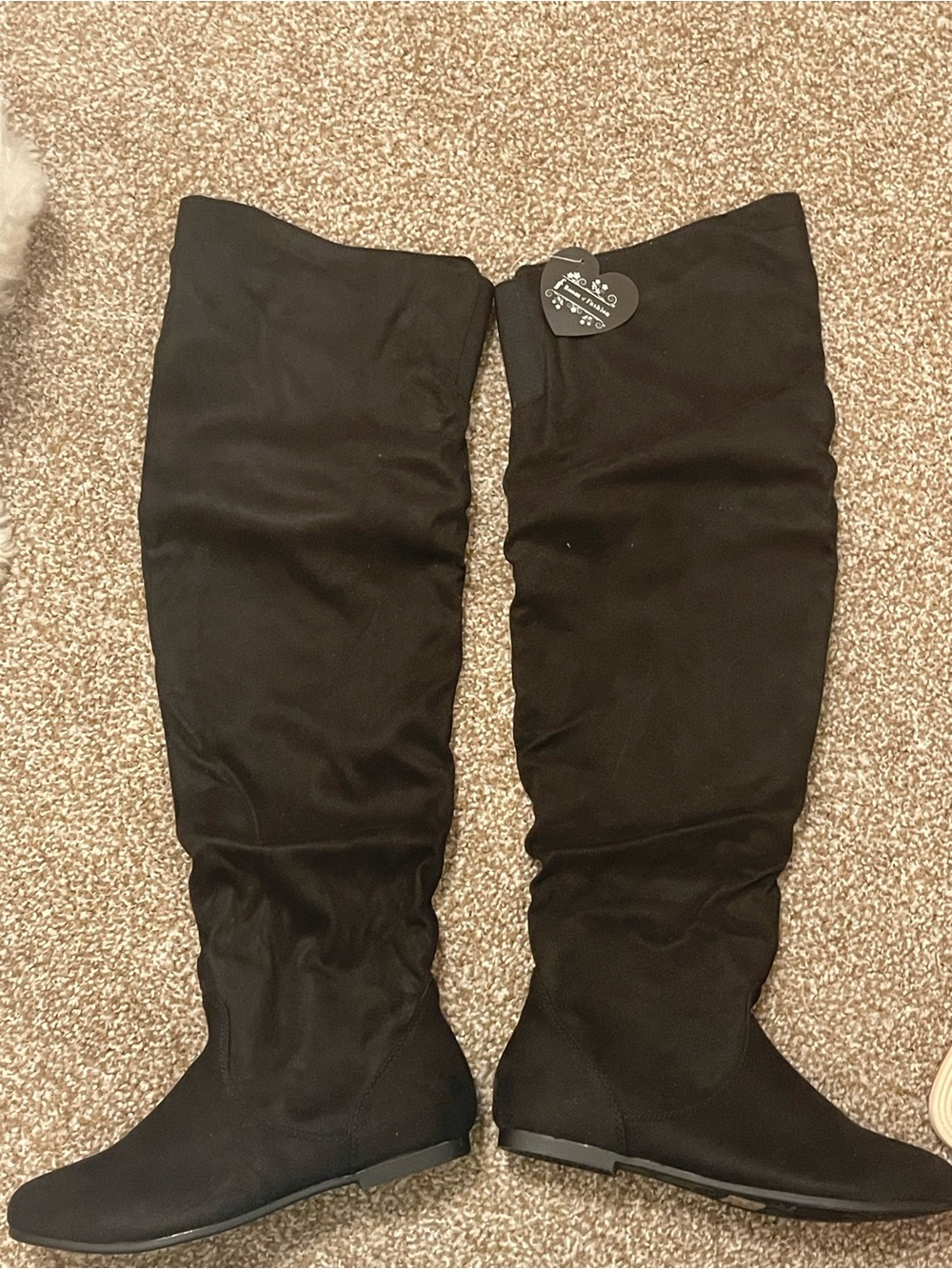 Room By Fashion Black Over-the-Knee Flat Boots Womens Size 6.5